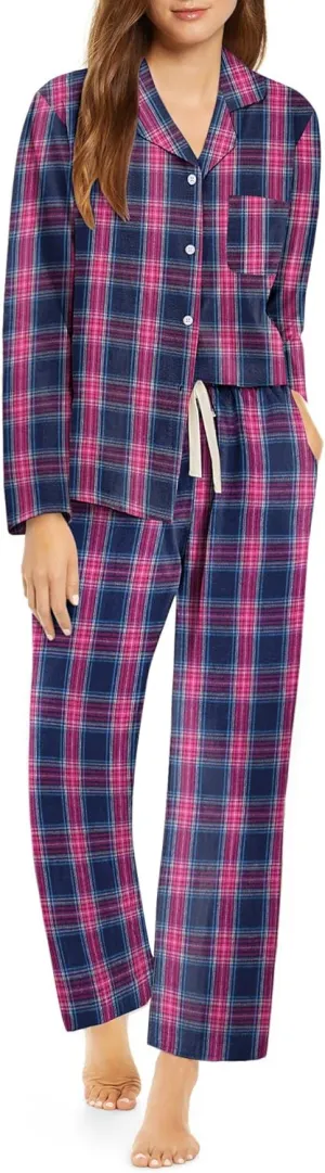 Ekouaer Pajamas Set for Womens 2 Piece Cotton Plaid Loungewear Long Sleeve Sleepwear Soft Button Down Shirts Pjs with Pockets