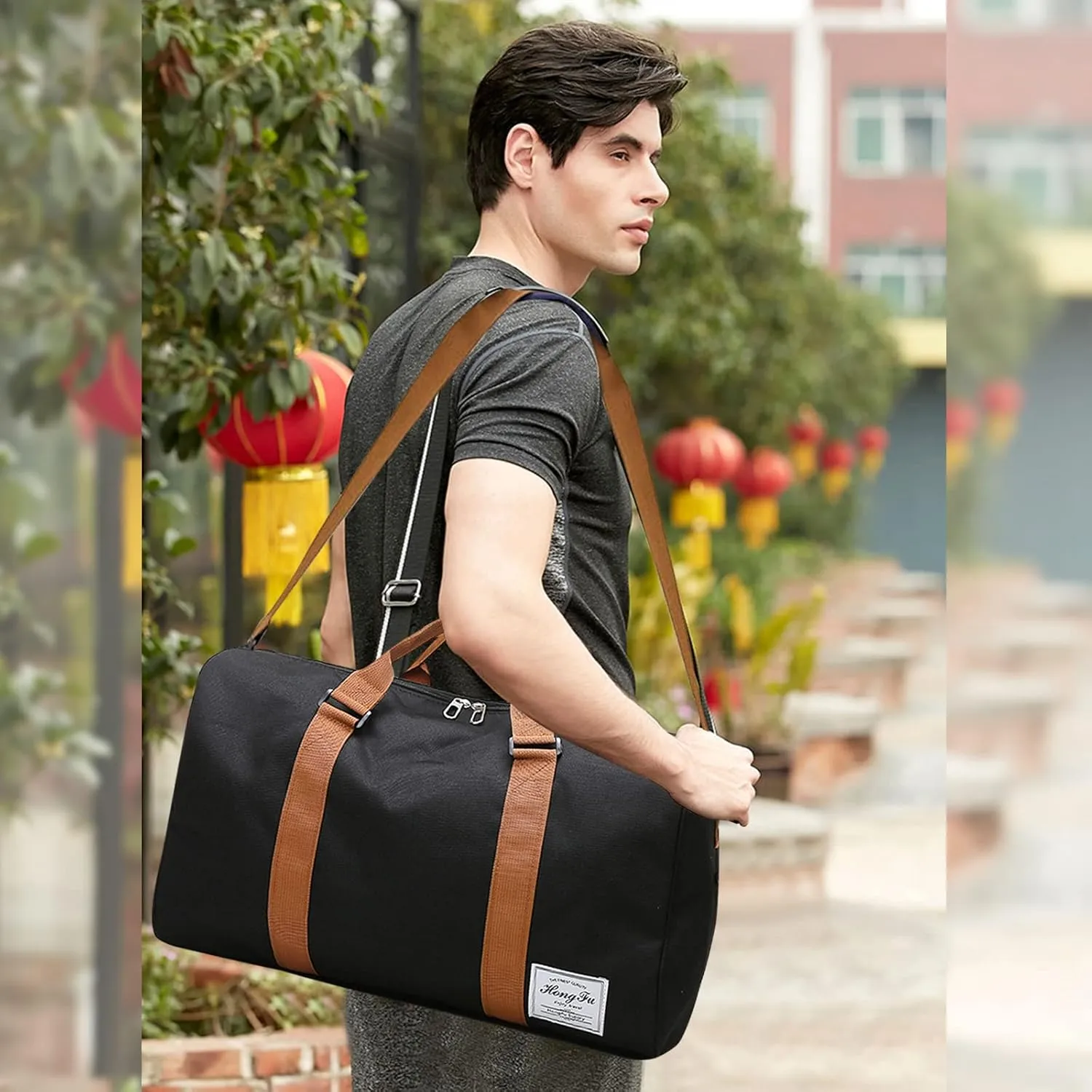 Ergocar Gym Sports Duffle Bag, Waterproof Travel Duffel Bag with Wet Pocket and Shoes Compartment, Big Capacity Holdall Sports Bags with Shoulder Strap, Durable for Gym, Sports, Travel, Swimming
