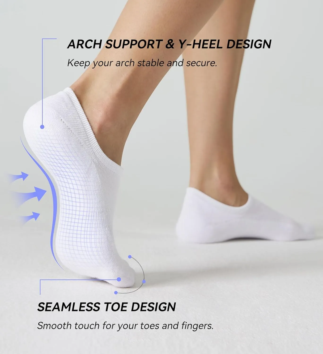 FITRELL No Show Socks Womens Cotton Cushioned Athletic Ankle Low Cut Invisible Non Slip Socks 5-8 Pairs