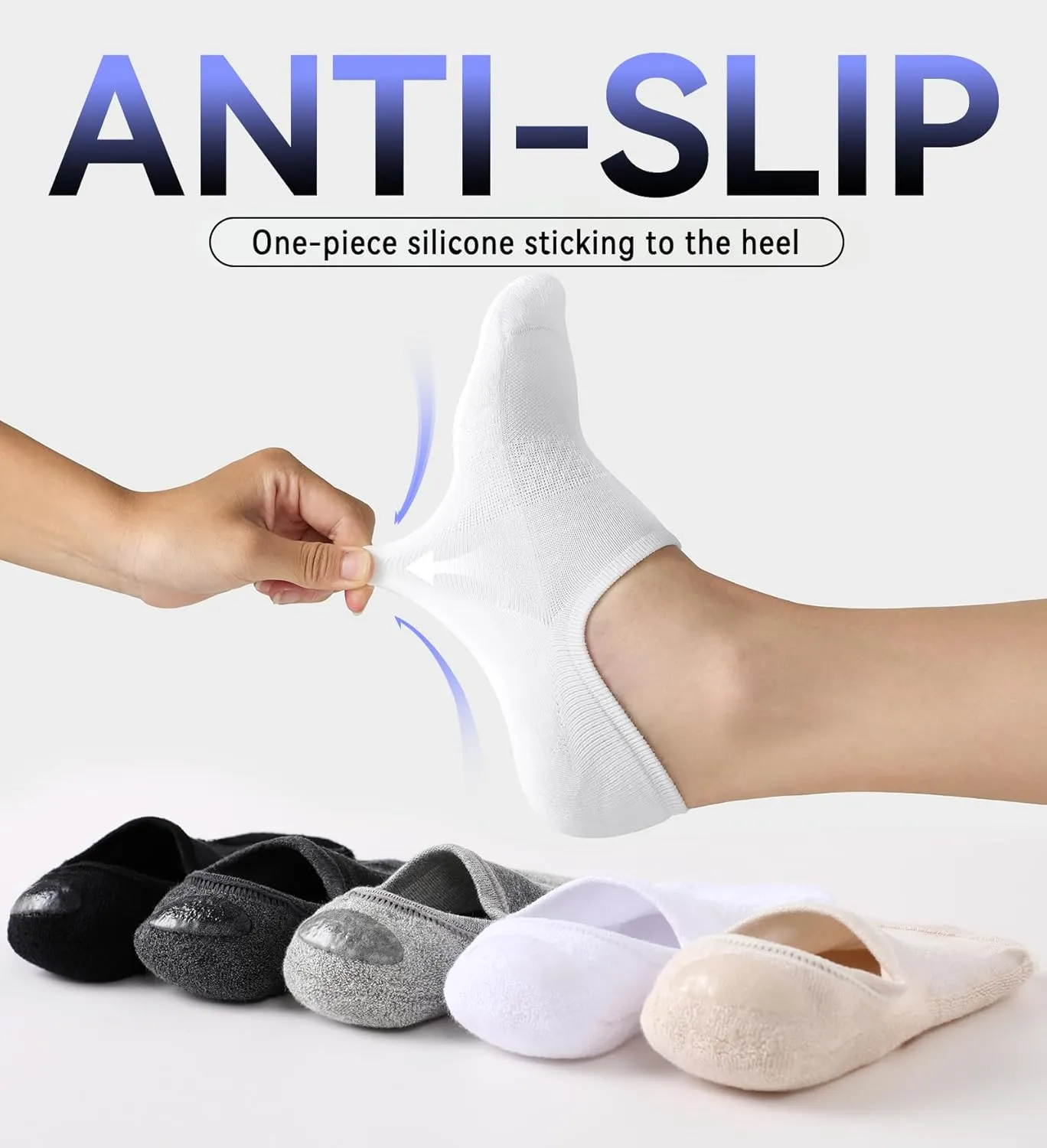 FITRELL No Show Socks Womens Cotton Cushioned Athletic Ankle Low Cut Invisible Non Slip Socks 5-8 Pairs