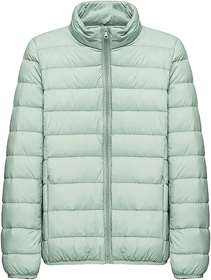 Fjnbbiot Women's Hiking Down Jacket Ultra Light Portable Duck Down Thermal Winter Coats Outdoor Camping Waterproof Puffer Jacket Light EN8 3XL