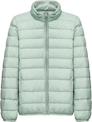 Fjnbbiot Women's Hiking Down Jacket Ultra Light Portable Duck Down Thermal Winter Coats Outdoor Camping Waterproof Puffer Jacket Light EN8 3XL