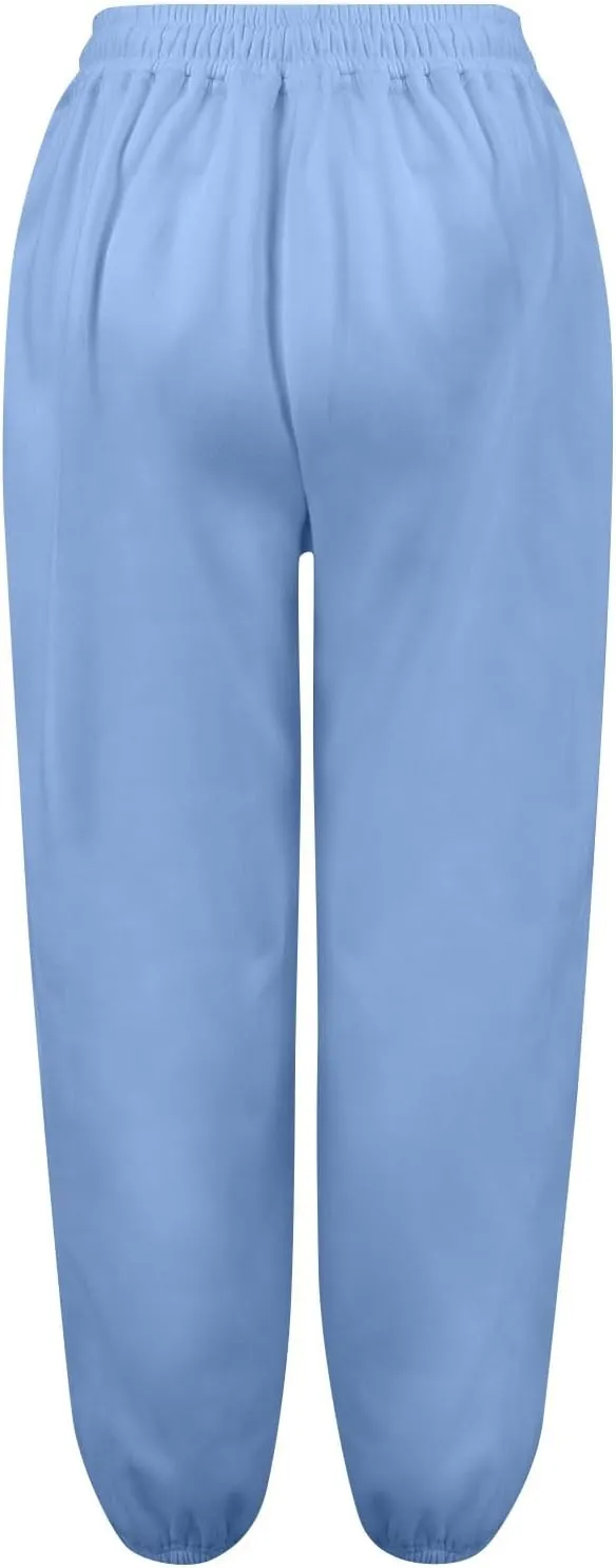 Fleece Lined Joggers Women Drawstring Straight Leg Baggy Sweatpants Warm Thermal Lounge Cotton Joggers with Pockets