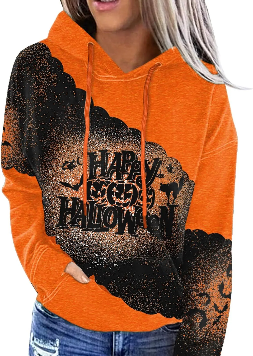 For G and PL Women's Halloween Long Sleeve Hoodie Graphic Drawstring Sweatshirt with Pocket