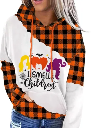 For G and PL Women's Halloween Long Sleeve Hoodie Graphic Drawstring Sweatshirt with Pocket