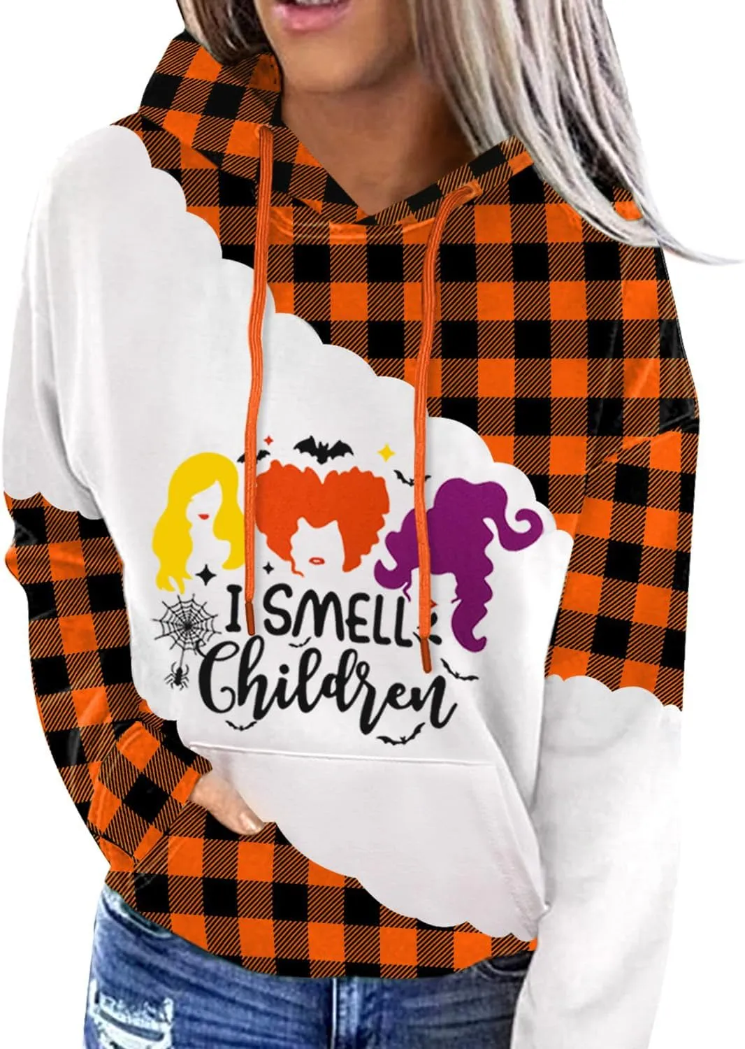 For G and PL Women's Halloween Long Sleeve Hoodie Graphic Drawstring Sweatshirt with Pocket