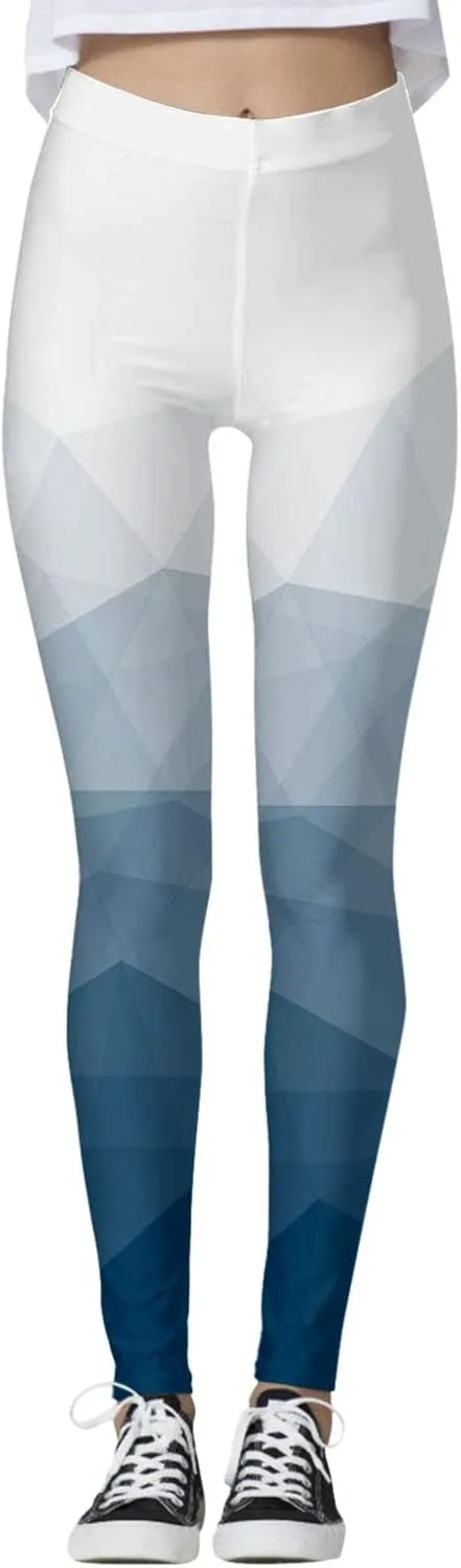 Full Length Women's Leggings Colorful Geometric Print Leggings Hiking Running Pants Pockets Thermal Velvet Winter