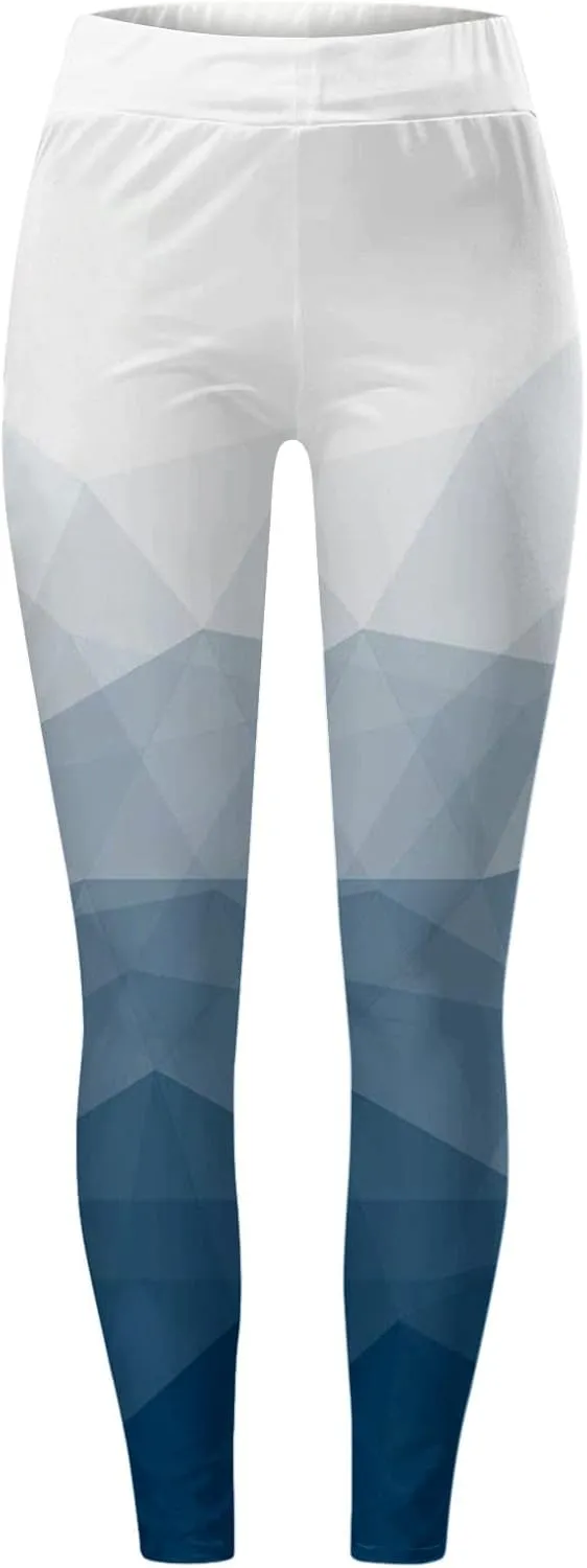 Full Length Women's Leggings Colorful Geometric Print Leggings Hiking Running Pants Pockets Thermal Velvet Winter