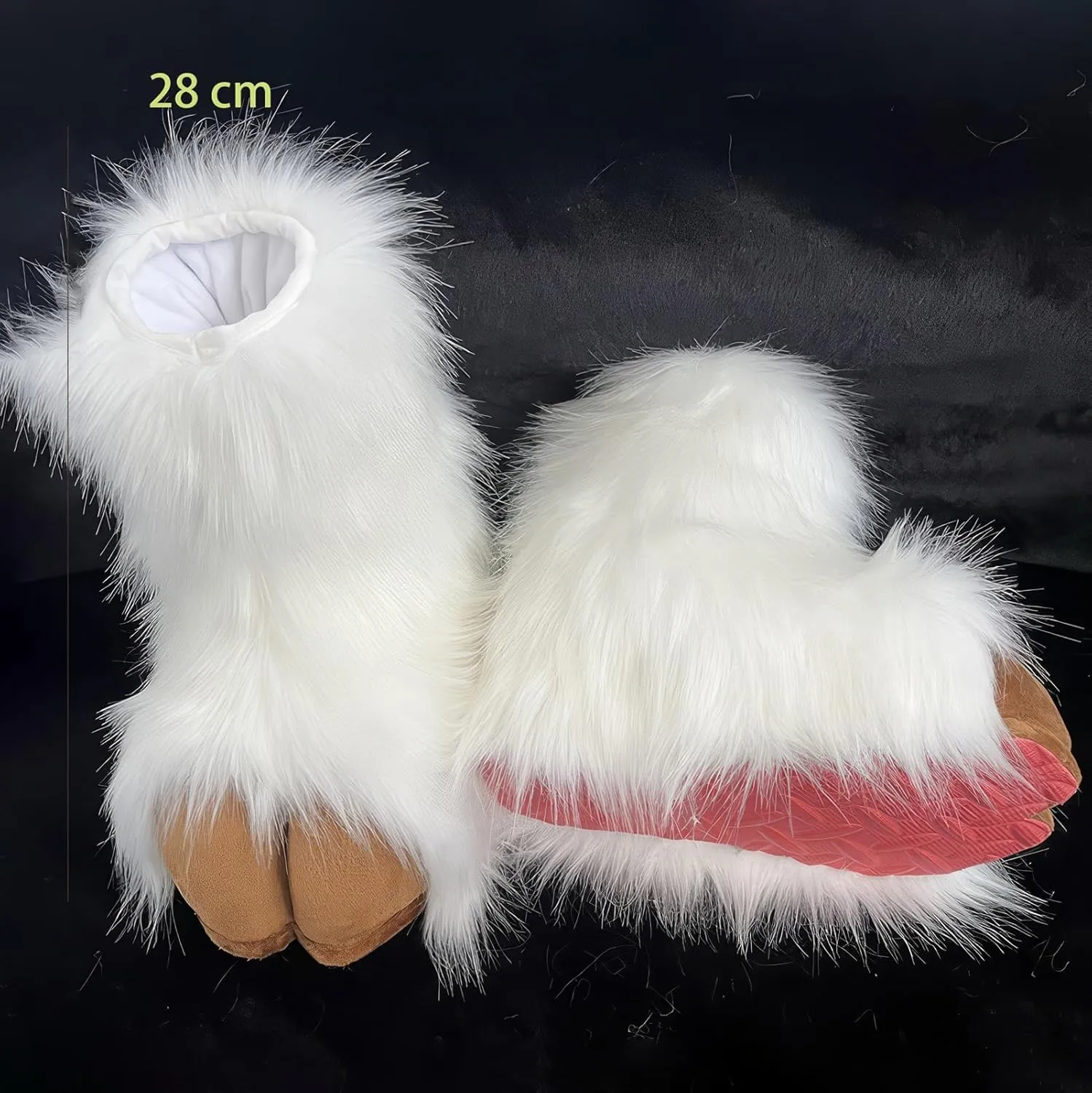 Furry Sheep Hoof Feet, Animal Cat Wolf Dog Fox Fur Clothing Paw Slippers, Fur Clothing Clothing Accessories Paw Slippers(E)