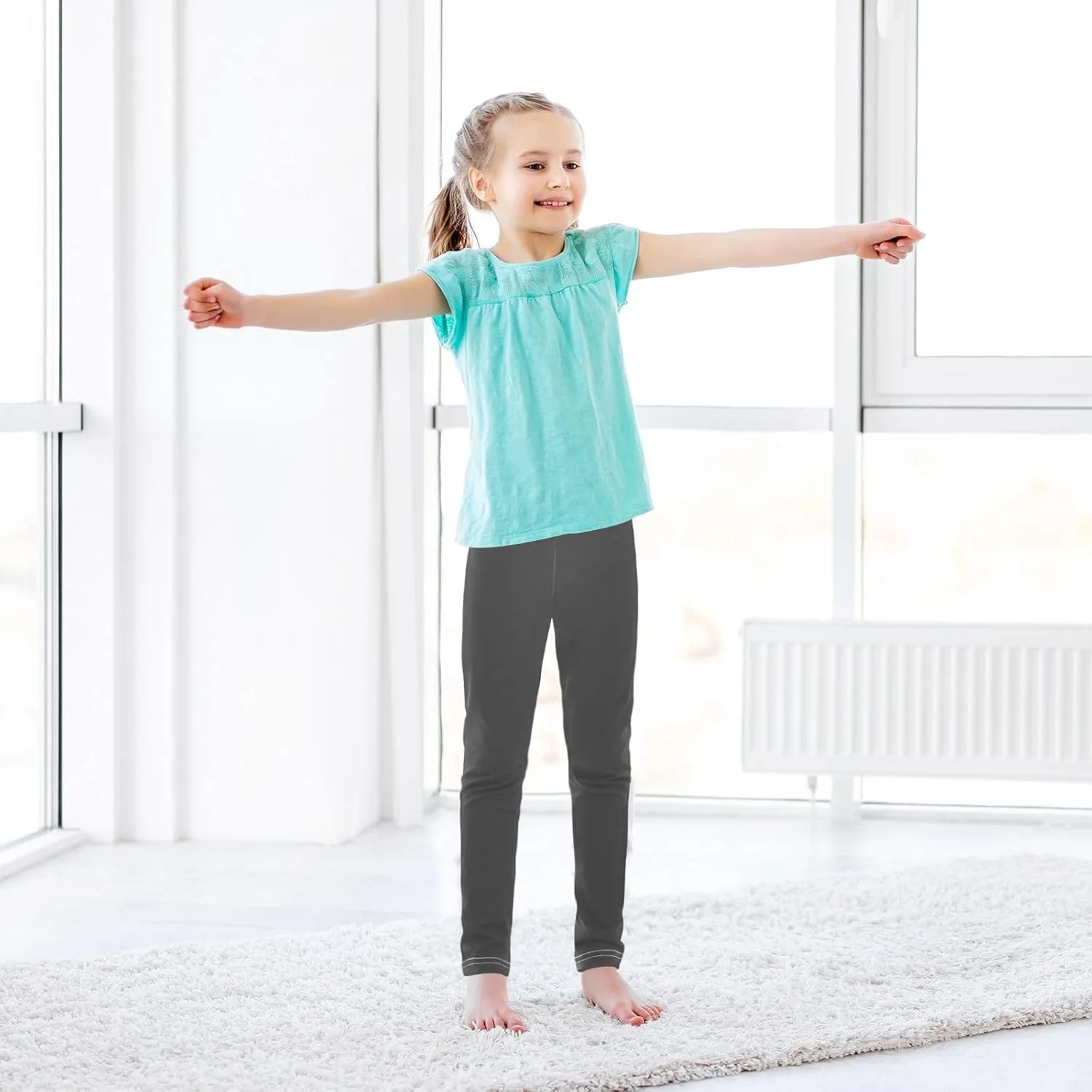 Girls Leggings Solid Toddler Footless Yoga Dance Pants Stretch High Waisted Leggings Size 4T -10Y