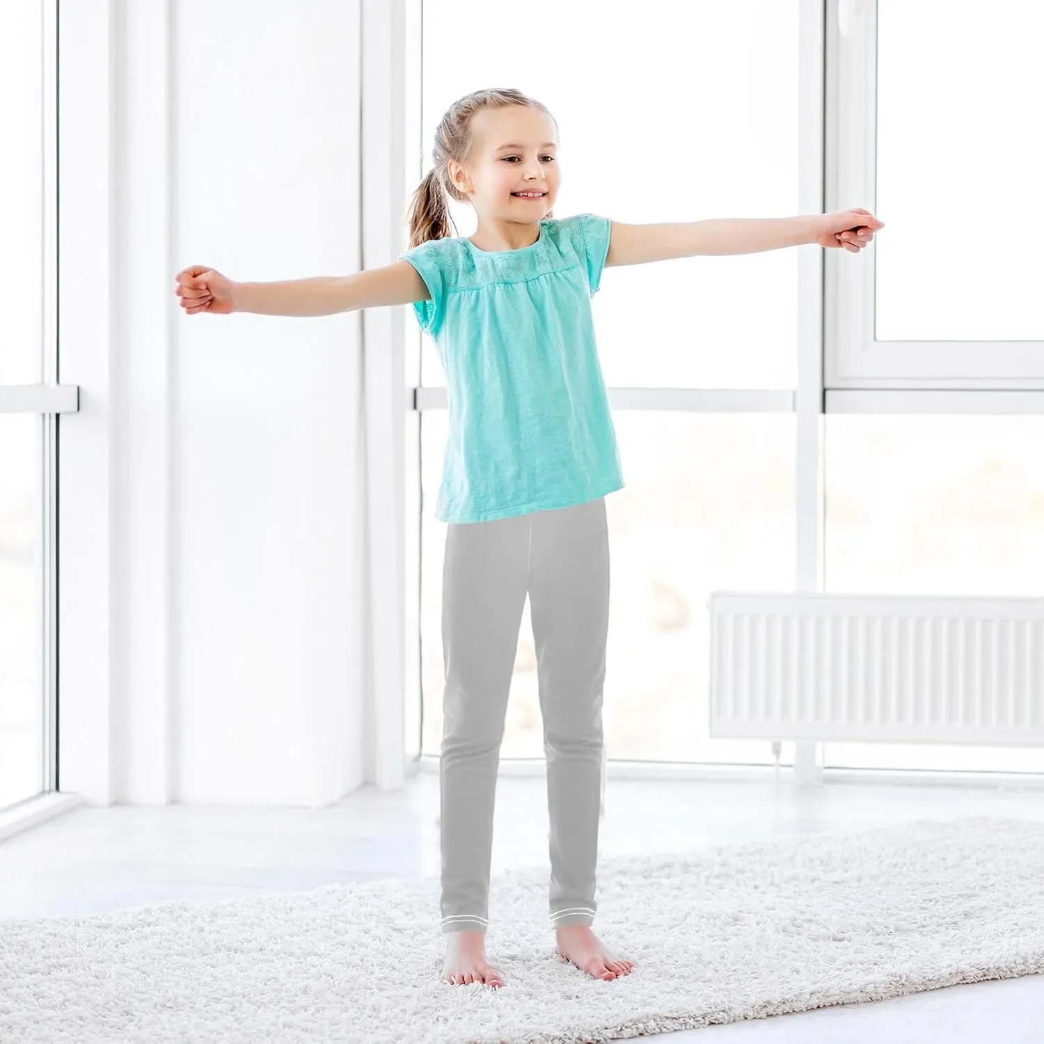 Girls Leggings Solid Toddler Footless Yoga Dance Pants Stretch High Waisted Leggings Size 4T -10Y