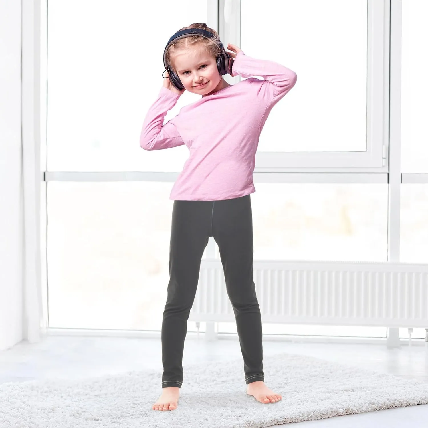 Girls Leggings Solid Toddler Footless Yoga Dance Pants Stretch High Waisted Leggings Size 4T -10Y