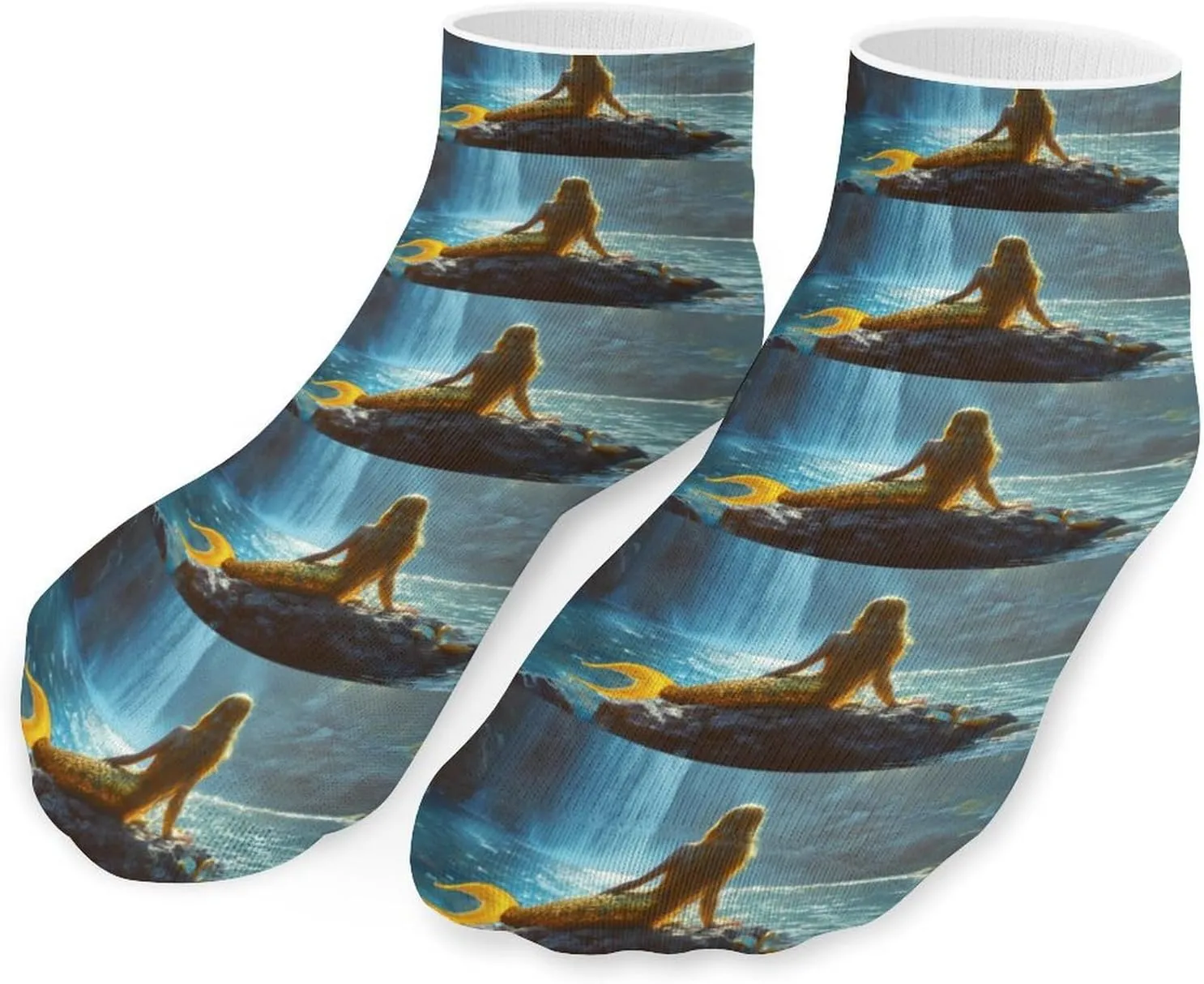 Golden Mermaids Unisex Ankle Socks Low Cut Funny Print Athletic No Show Stocking