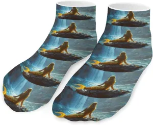 Golden Mermaids Unisex Ankle Socks Low Cut Funny Print Athletic No Show Stocking