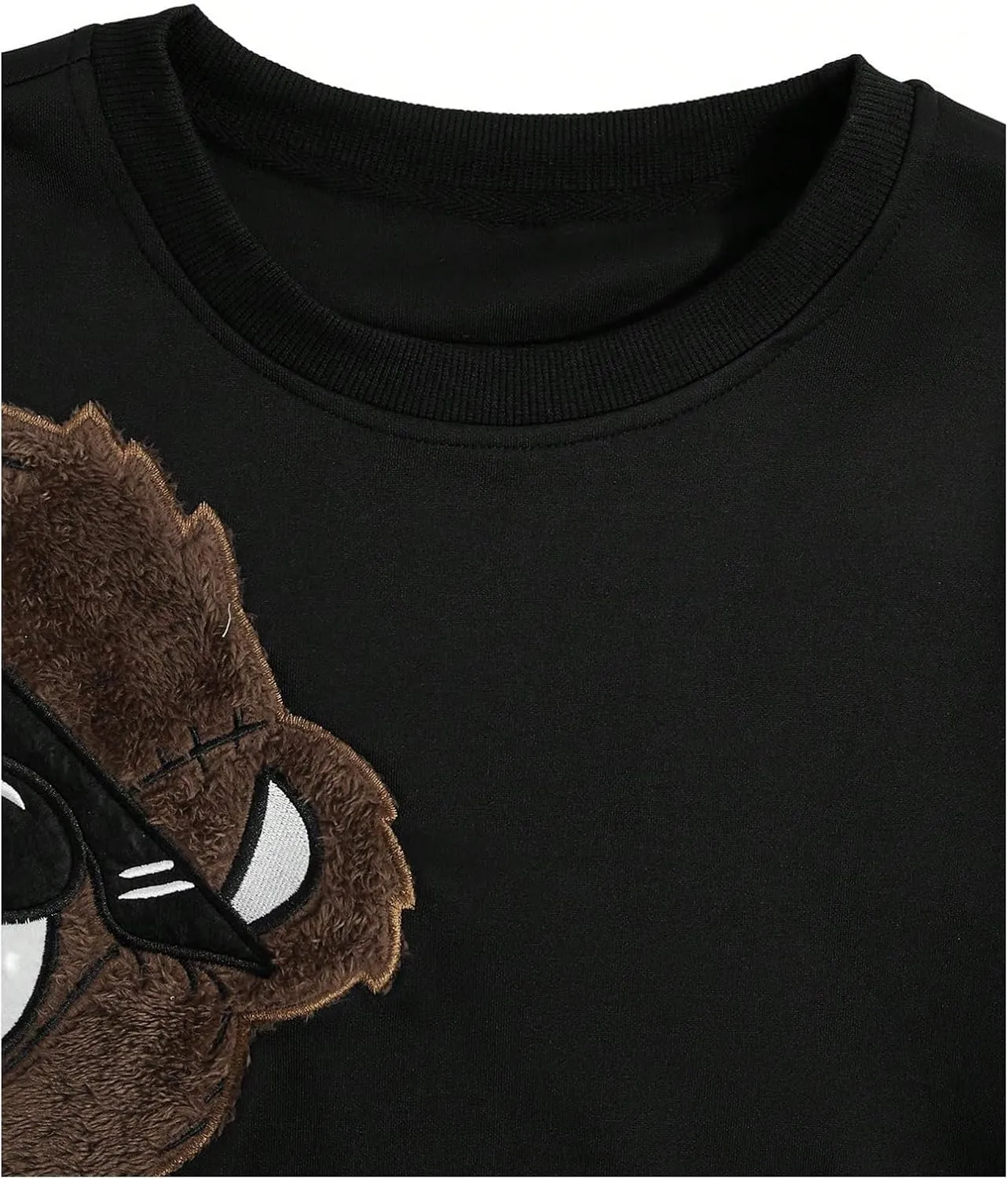 GORGLITTER Men's Bear Pattern Long Sleeve Sweatshirts Drop Shoulder Crewneck Pullover Tops