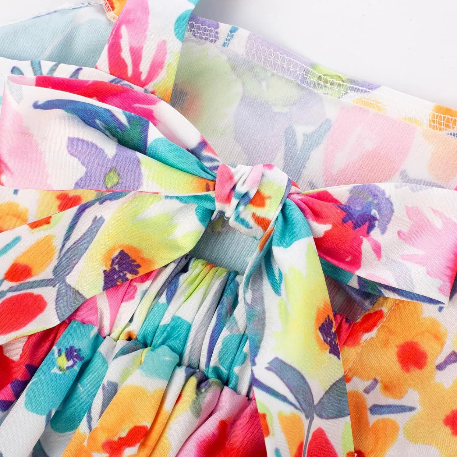 GRACE KARIN Girls Floral Dress Tie Back Flutter Sleeves Casual Summer Dress for 5-12Y