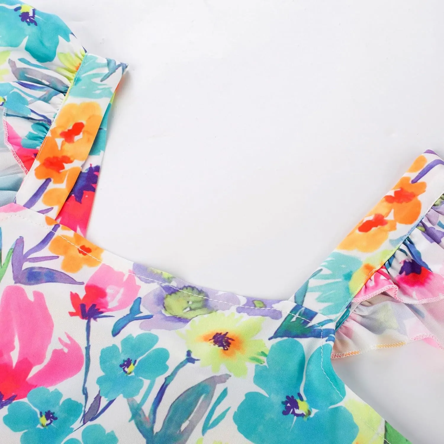GRACE KARIN Girls Floral Dress Tie Back Flutter Sleeves Casual Summer Dress for 5-12Y