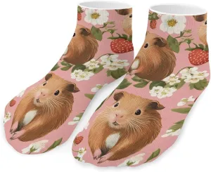 Guinea Pigs Strawberry Unisex Ankle Socks Low Cut Funny Print Athletic No Show Stocking