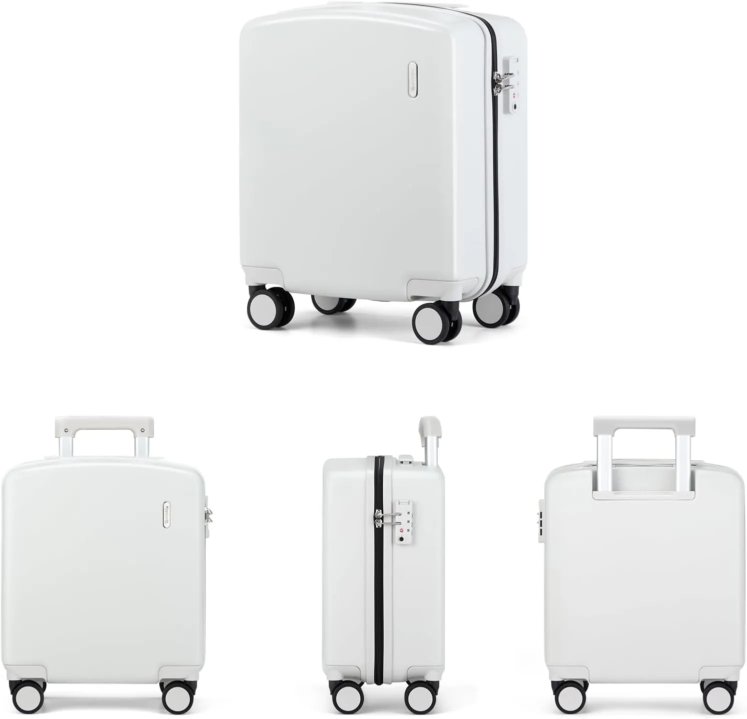 Hanke 16 Inch Underseat Carry On Luggage with Wheels Hard Shell Lightweight Suitcases Small Tsa Luggage Travel Rolling Luggage(Smoke White)