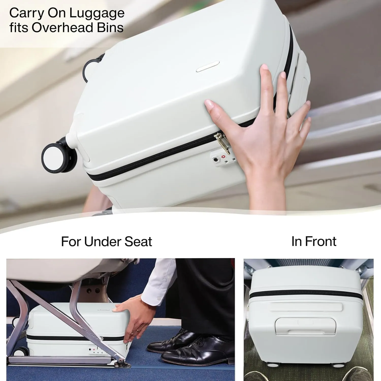 Hanke 16 Inch Underseat Carry On Luggage with Wheels Hard Shell Lightweight Suitcases Small Tsa Luggage Travel Rolling Luggage(Smoke White)