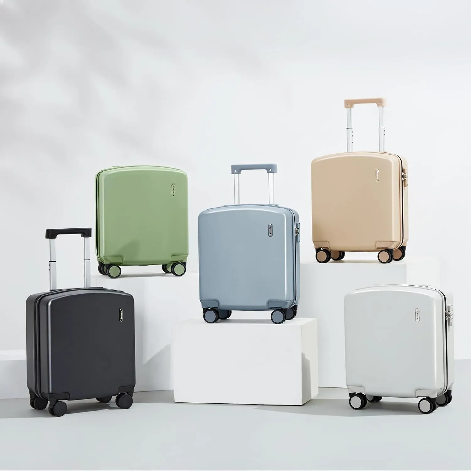 Hanke 16 Inch Underseat Carry On Luggage with Wheels Hard Shell Lightweight Suitcases Small Tsa Luggage Travel Rolling Luggage(Smoke White)