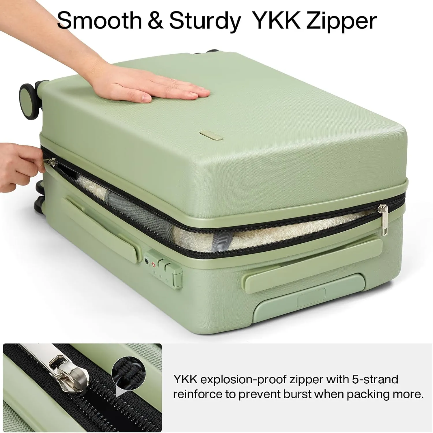 Hanke 28 Inch Luggage PC Hard Shell Suitcases with Wheels, TSA Approved Luggage Hardside Checked Large Suitcases Lighweight Luggage Bag for Travel(Bamboo Green)