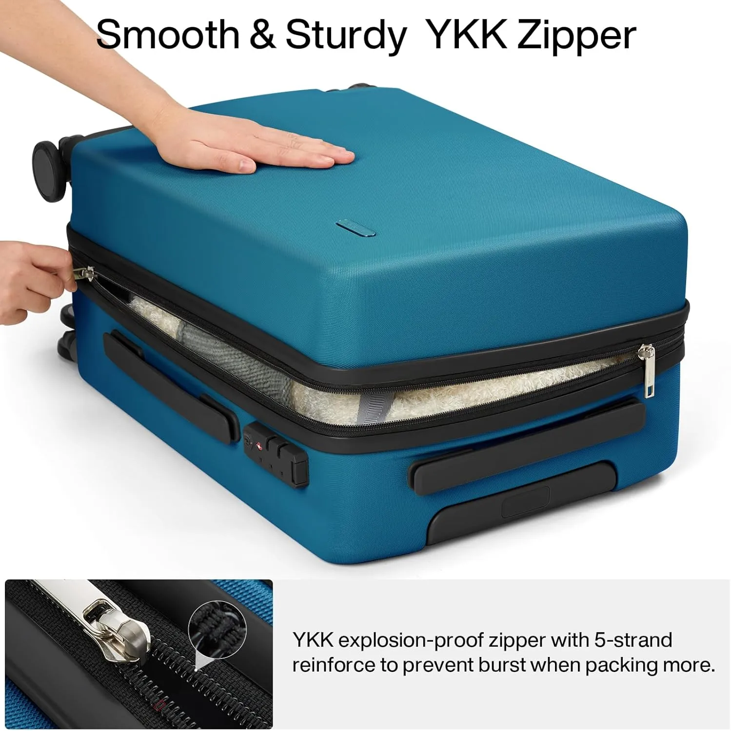 Hanke 28 Inch Luggage PC Hard Shell Suitcases with Wheels, TSA Approved Luggage Hardside Checked Large Suitcases Lighweight Luggage Bag for Travel(Caribbean Blue)