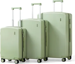 Hanke Hard Shell Luggage Sets 3 Pieces, 20/24/28 Inch Carry On Luggage with Wheels Lighweight TSA Luggage Extra Large Luggage for Travel Checked Suitcase Carry On Bag(Bamboo Green)