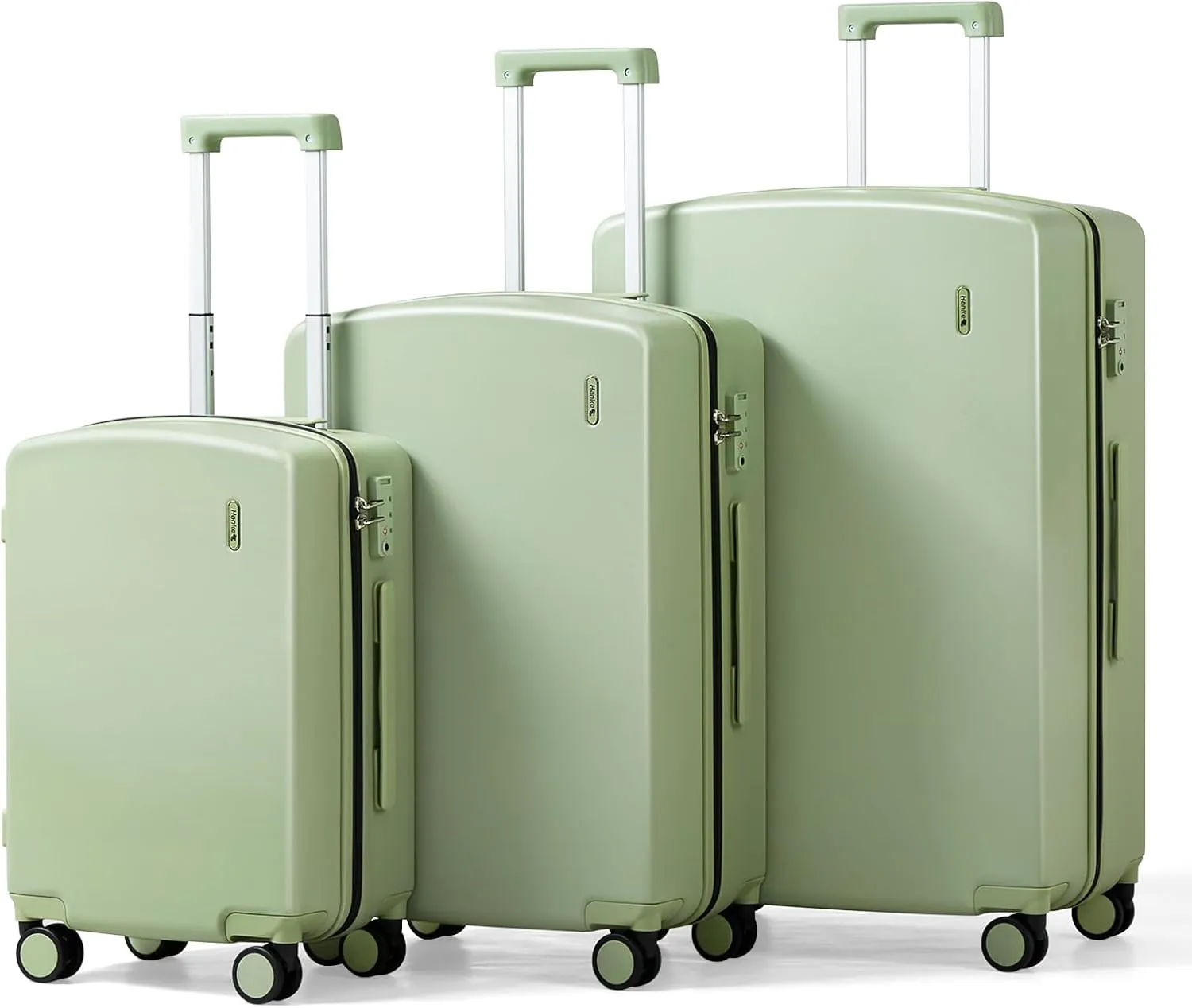Hanke Hard Shell Luggage Sets 3 Pieces, 20/24/28 Inch Carry On Luggage with Wheels Lighweight TSA Luggage Extra Large Luggage for Travel Checked Suitcase Carry On Bag(Bamboo Green)