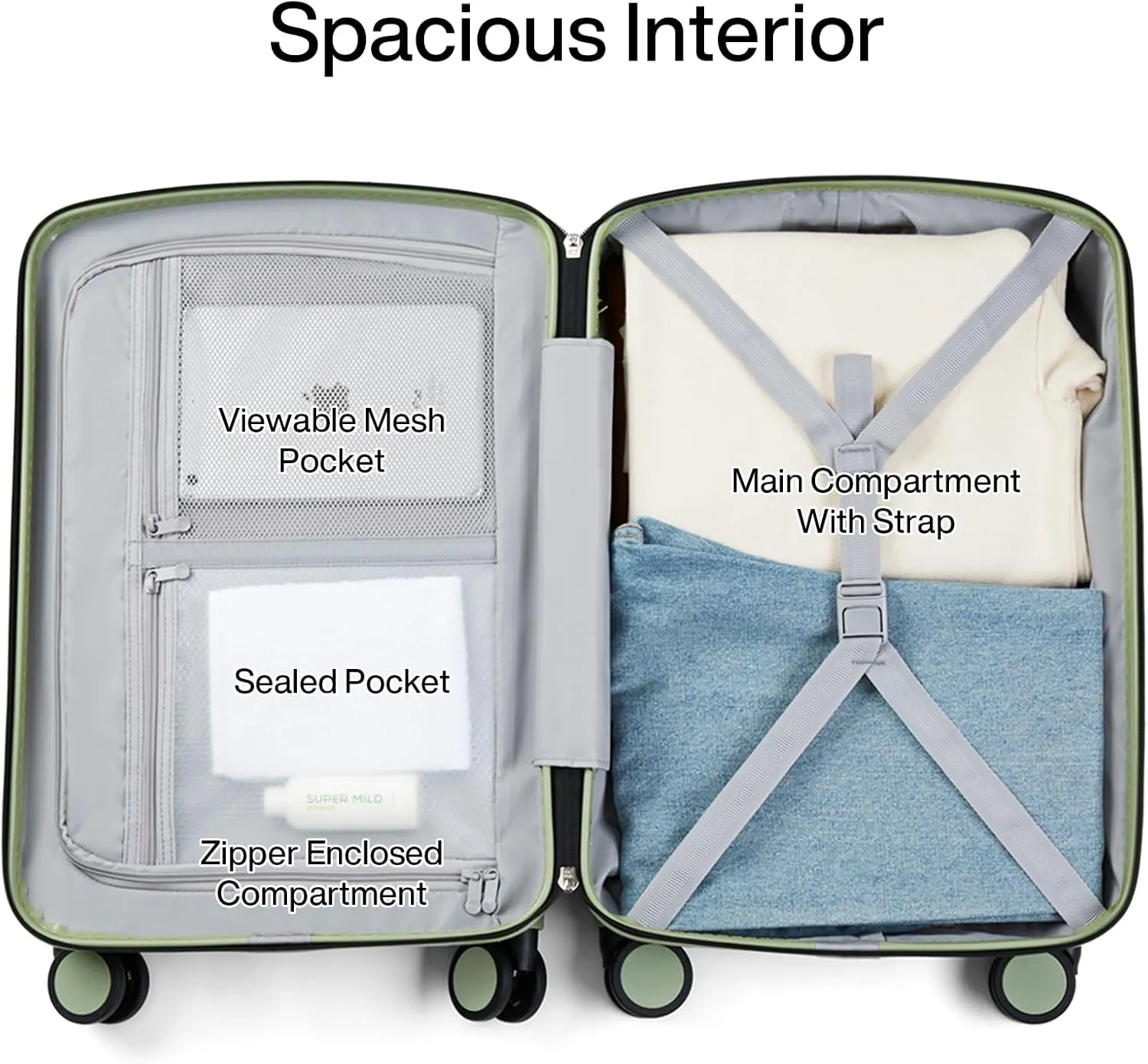 Hanke Hard Shell Luggage Sets 3 Pieces, 20/24/28 Inch Carry On Luggage with Wheels Lighweight TSA Luggage Extra Large Luggage for Travel Checked Suitcase Carry On Bag(Bamboo Green)