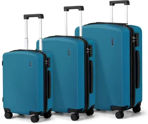 Hanke Hard Shell Luggage Sets 3 Pieces, 20/24/28 Inch Carry On Luggage with Wheels Lighweight TSA Luggage Extra Large Luggage for Travel Checked Suitcase Carry On Bag(Caribbean Blue)