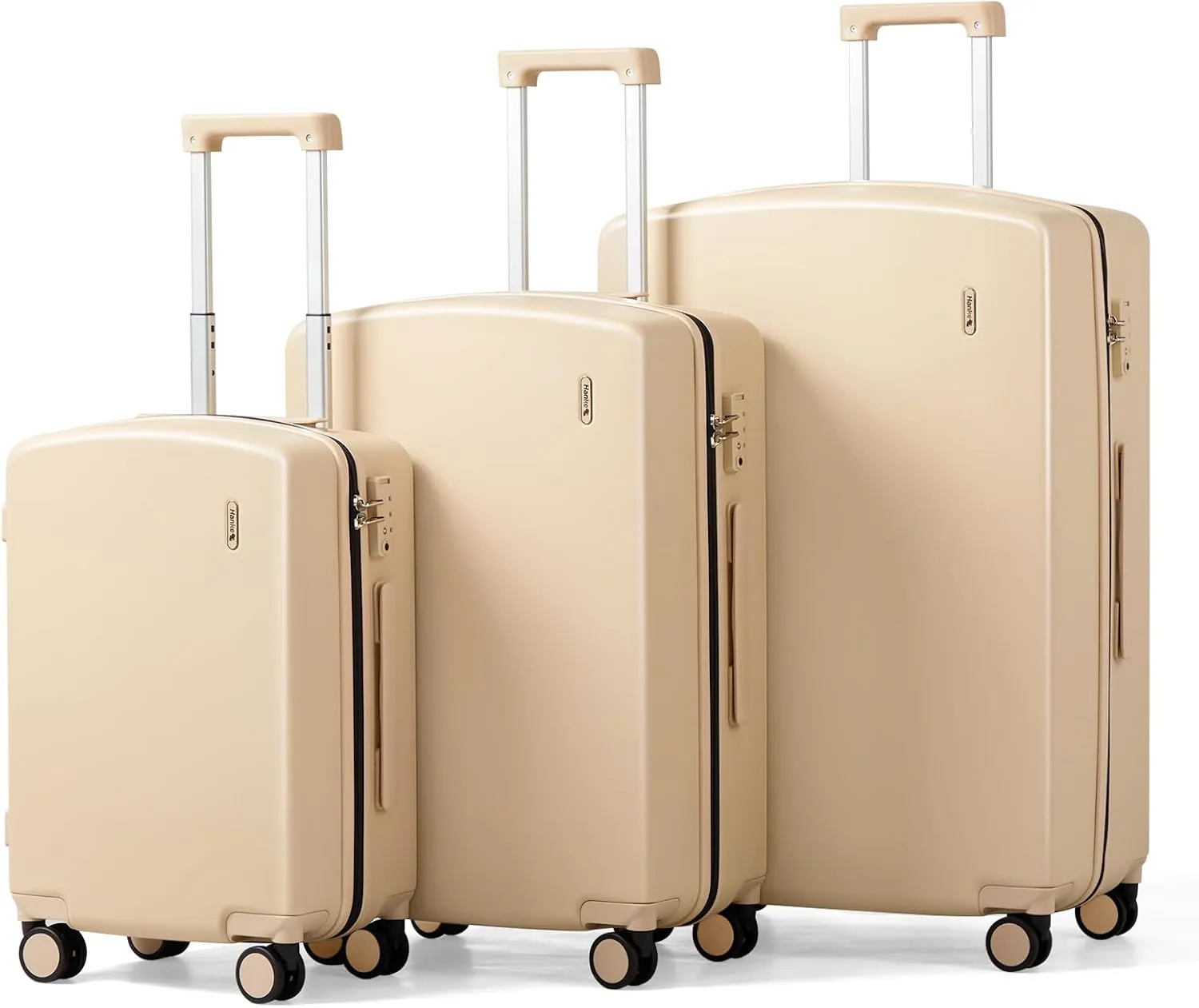 Hanke Hard Shell Luggage Sets 3 Pieces, 20/24/28 Inch Carry On Luggage with Wheels Lighweight TSA Luggage Extra Large Luggage for Travel Checked Suitcase Carry On Bag(Cuba Sand)