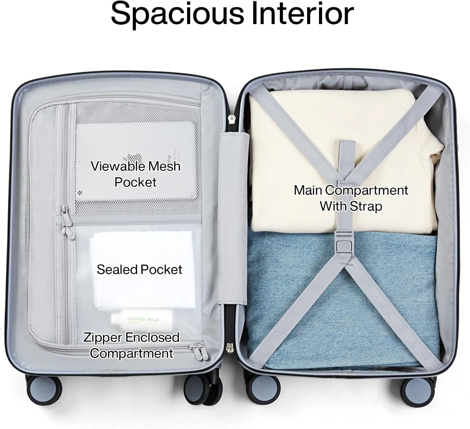 Hanke Hard Shell Luggage Sets 3 Pieces, 20/24/28 Inch Carry On Luggage with Wheels Lighweight TSA Luggage Extra Large Luggage for Travel Checked Suitcase Carry On Bag(Grey)