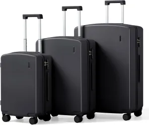 Hanke Hard Shell Luggage Sets 3 Pieces, 20/24/28 Inch Carry On Luggage with Wheels Lighweight TSA Luggage Extra Large Luggage for Travel Checked Suitcase Carry On Bag(Jet Black)
