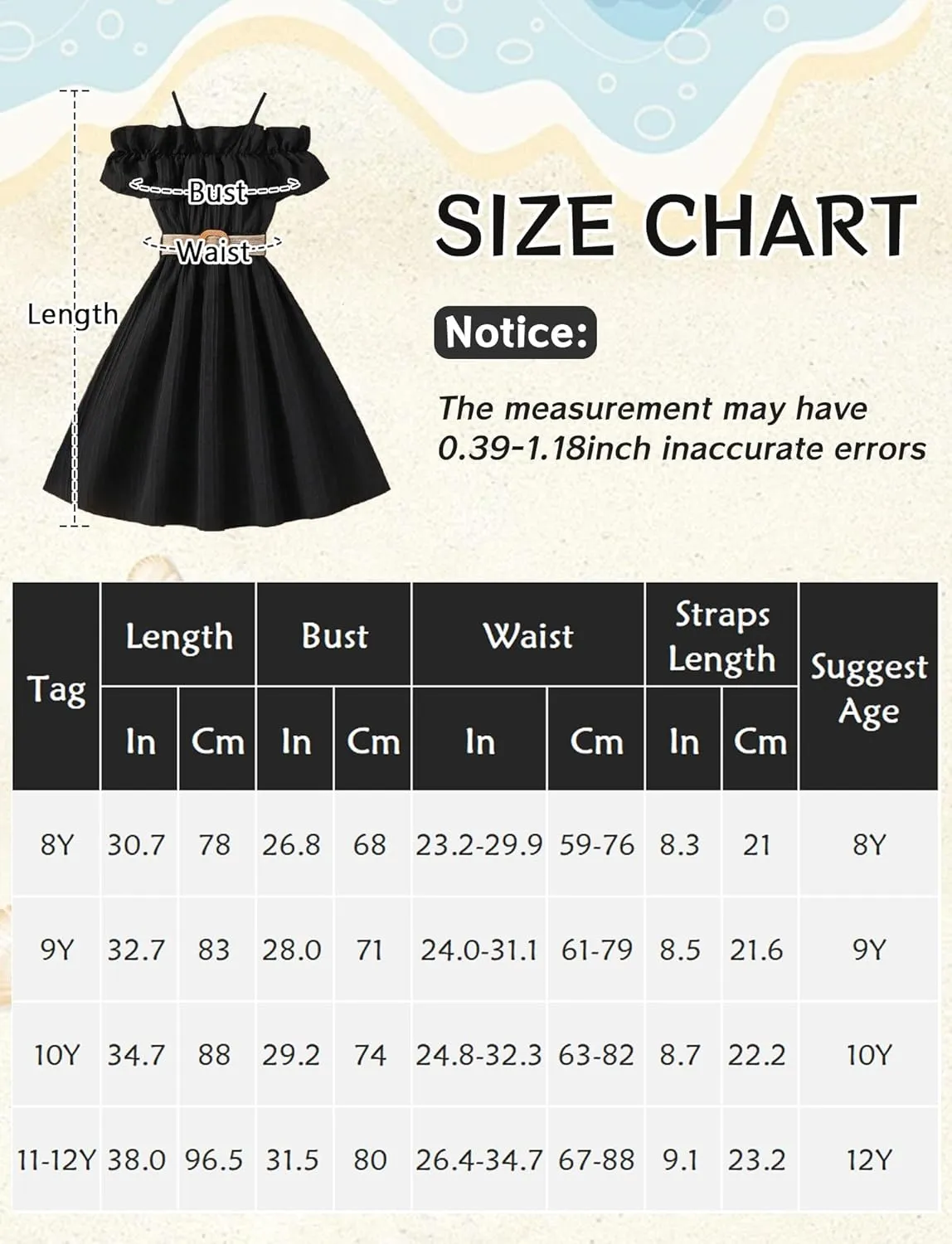 Happy Cherry Girls Cold Shoulder Midi Dress Ruffle Trim Short Sleeve Belted A Line Sundress for Summer Beach