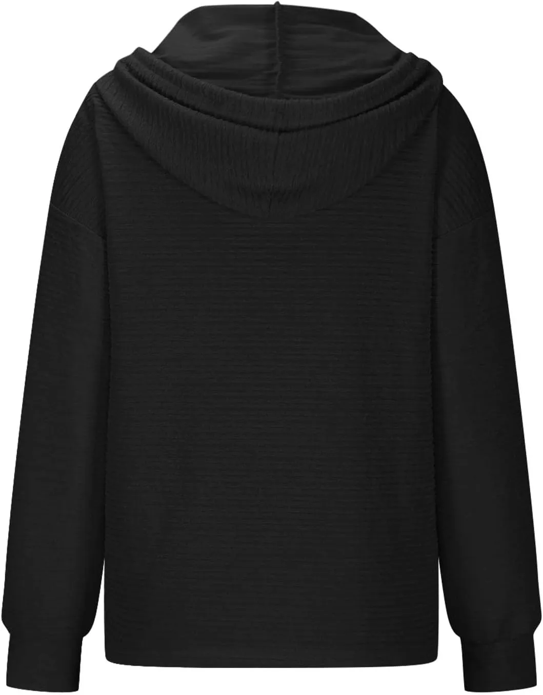 Hoodies for Women Drawstring Button Down V Neck Long Sleeve Casual Pullover Sweatshirt Hooded Spring Fall Tops 2024