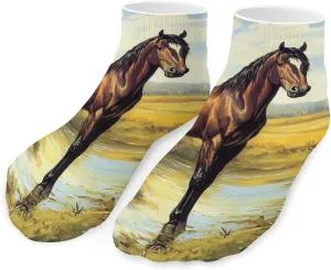 Horse Painting Unisex Ankle Socks Low Cut Funny Print Athletic No Show Stocking