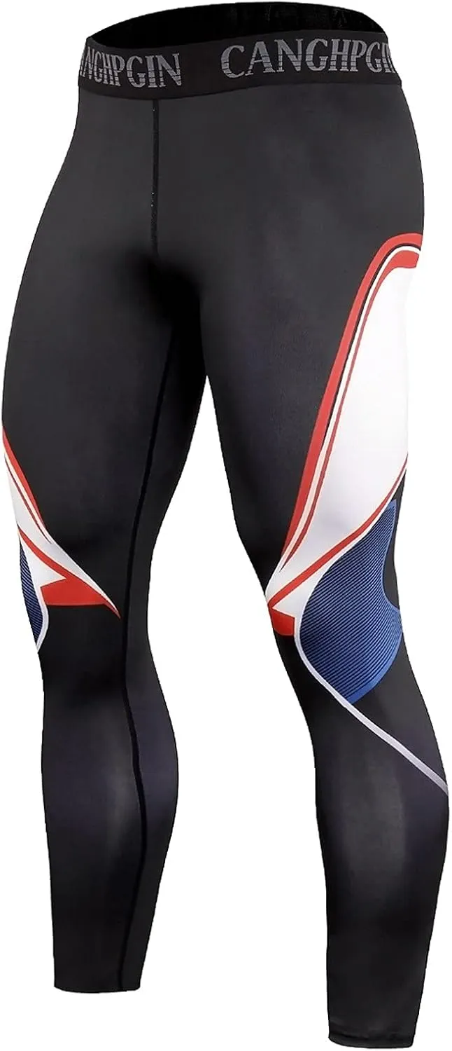 HUANLE Men's Compression Pants Performance Dry Cool Base Layer Workout Quick-Drying Running Tights Athletic Leggings (Black-2, XL)