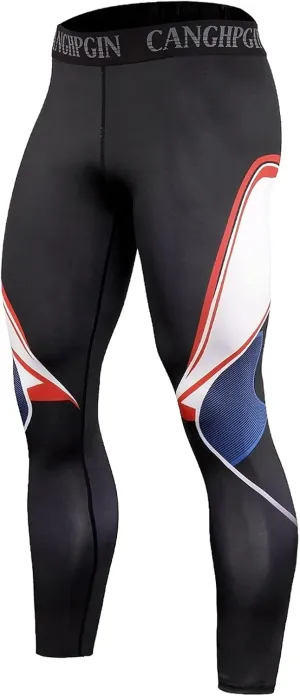 HUANLE Men's Compression Pants Performance Dry Cool Base Layer Workout Quick-Drying Running Tights Athletic Leggings (Black-2, XL)