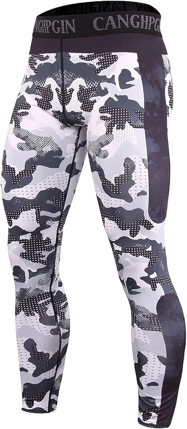 HUANLE Men's Compression Pants Performance Dry Cool Base Layer Workout Quick-Drying Running Tights Athletic Leggings (Gray-2, L)