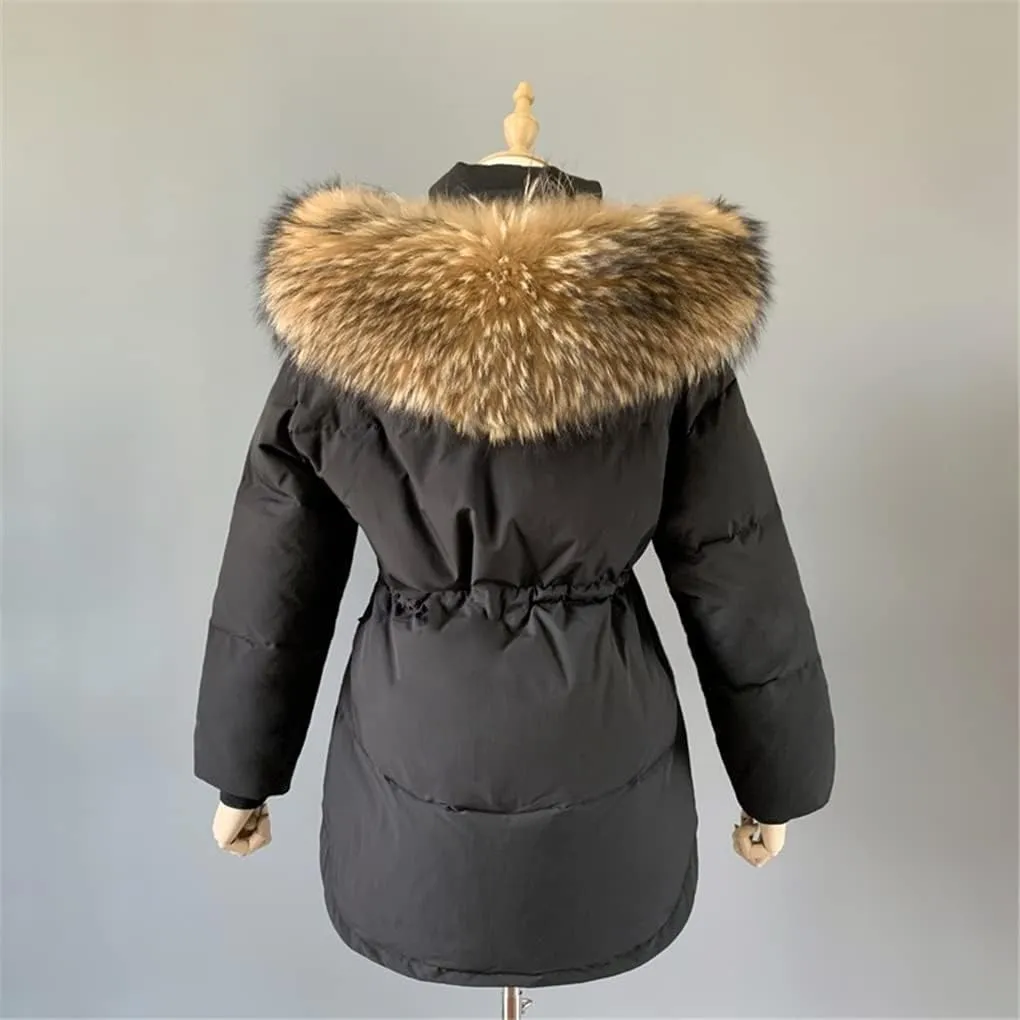 Huge Collar Hooded Short Female Winter Feather Down Coat Women 90% Duck Down Jacket Winter Puffer Parka
