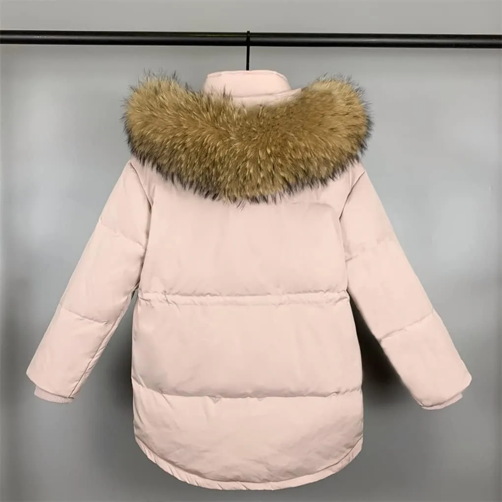 Huge Collar Hooded Short Female Winter Feather Down Coat Women 90% Duck Down Jacket Winter Puffer Parka