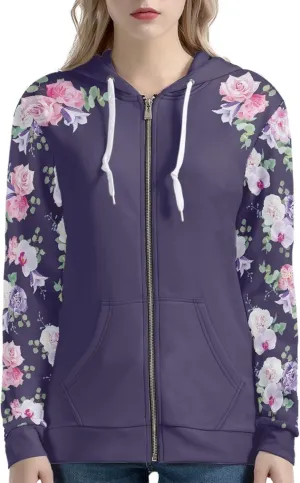 Irisjudy Aztec Ethnic Women Hooded Sweatshirt Flowers Zip up Hoodies Plus Size Hawaii Island Drawstring Hooded Pullover