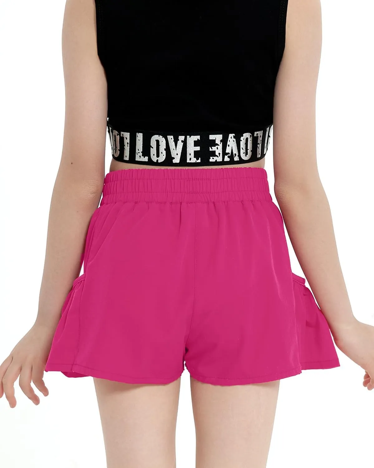 JiAmy Girls Athletic Shorts Quick Dry Running Dance Workout Gym Flowy Shorts Girls Skorts with Pockets 5-14 Years