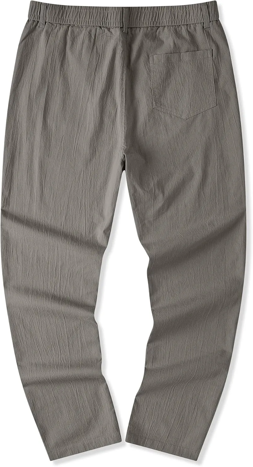 JMIERR Men's Casual Chino Pants Stretch Washed Crinkle 4 Way Textured Pants with Zipper Pockets and Elastic Waistband