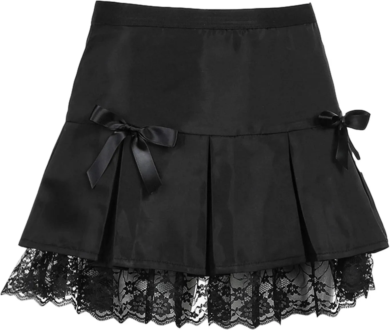 Juakoso Women Y2k Ruffle Mini Skirt Floral Lace Asymmetrical Hem Pleated Skirt Fairycore Sheer Mesh A Line Short Skirts