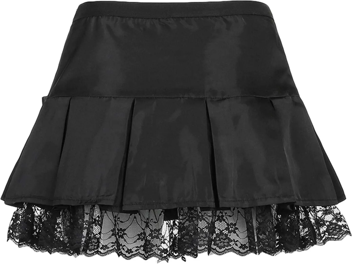 Juakoso Women Y2k Ruffle Mini Skirt Floral Lace Asymmetrical Hem Pleated Skirt Fairycore Sheer Mesh A Line Short Skirts