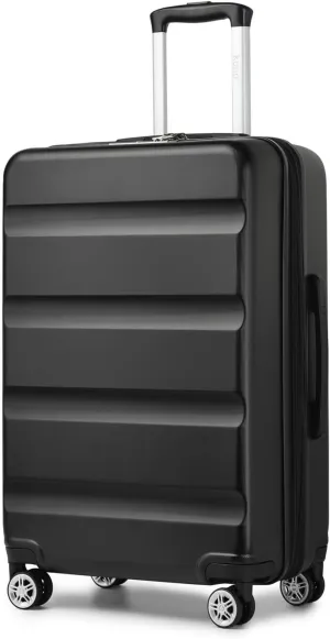 Kono 24 Inch Expandable Spinner Luggage with Wheels Hardshell Medium Checked Suitcase TSA Lock Black