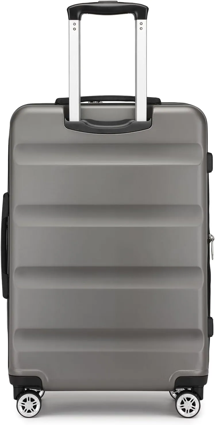 Kono 24 Inch Expandable Spinner Luggage with Wheels Hardshell Medium Checked Suitcase TSA Lock Grey