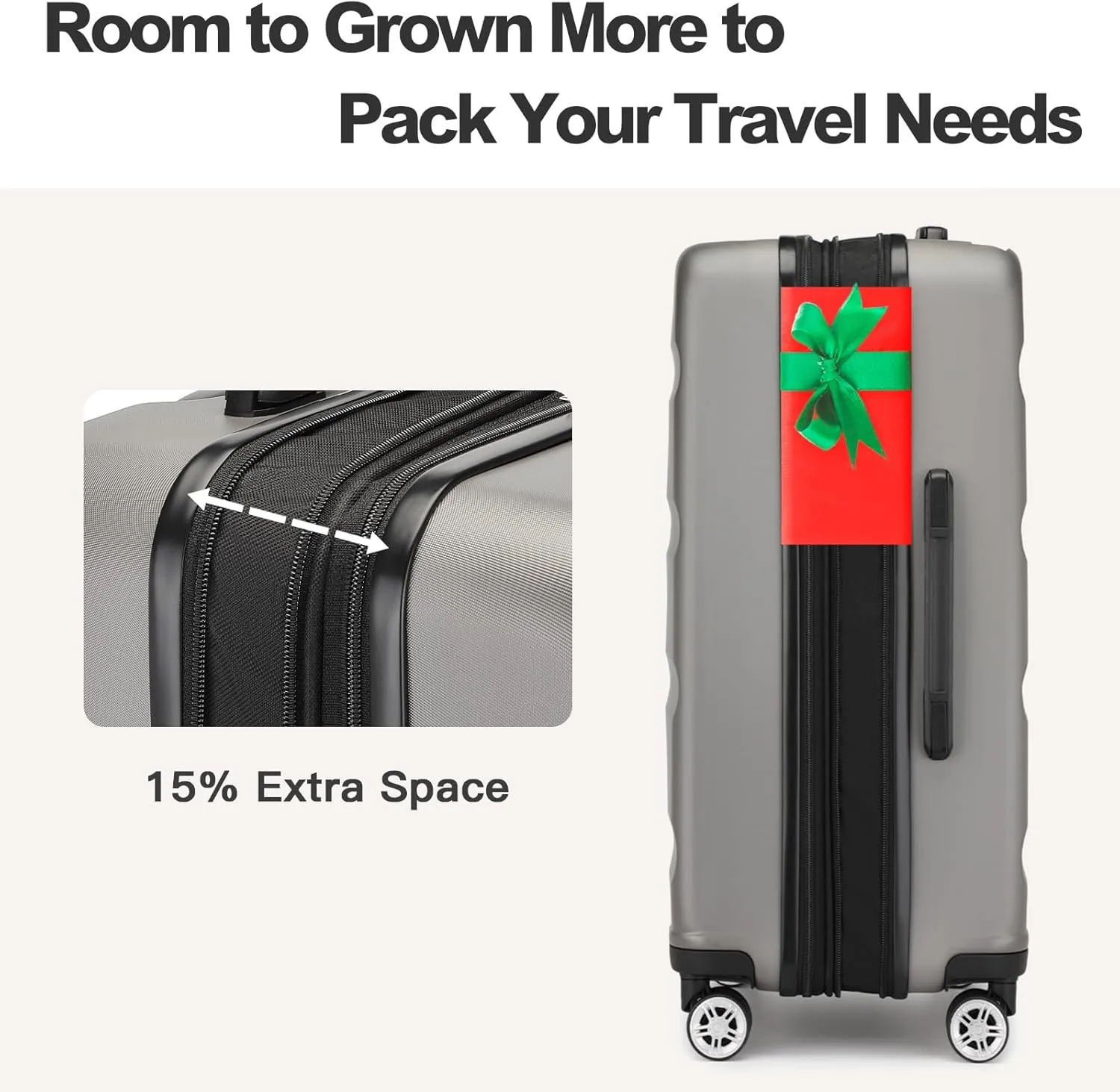 Kono 24 Inch Expandable Spinner Luggage with Wheels Hardshell Medium Checked Suitcase TSA Lock Grey